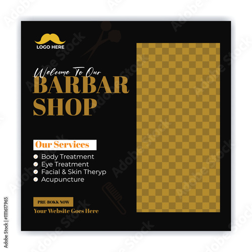 Barber shop and Hair cut  social media  Promotion template design