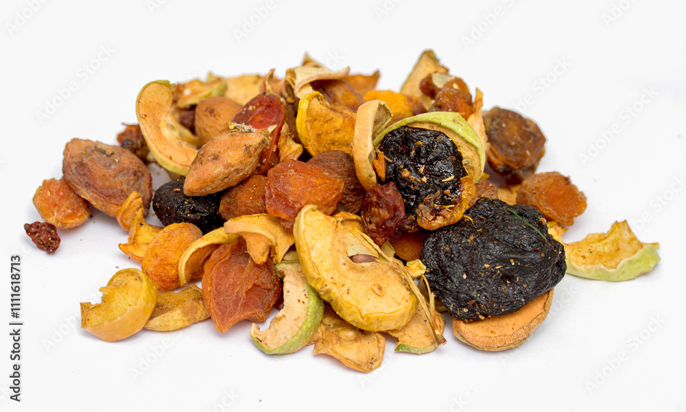 A pile of dried fruit and nuts A pile of dried fruit and nuts
