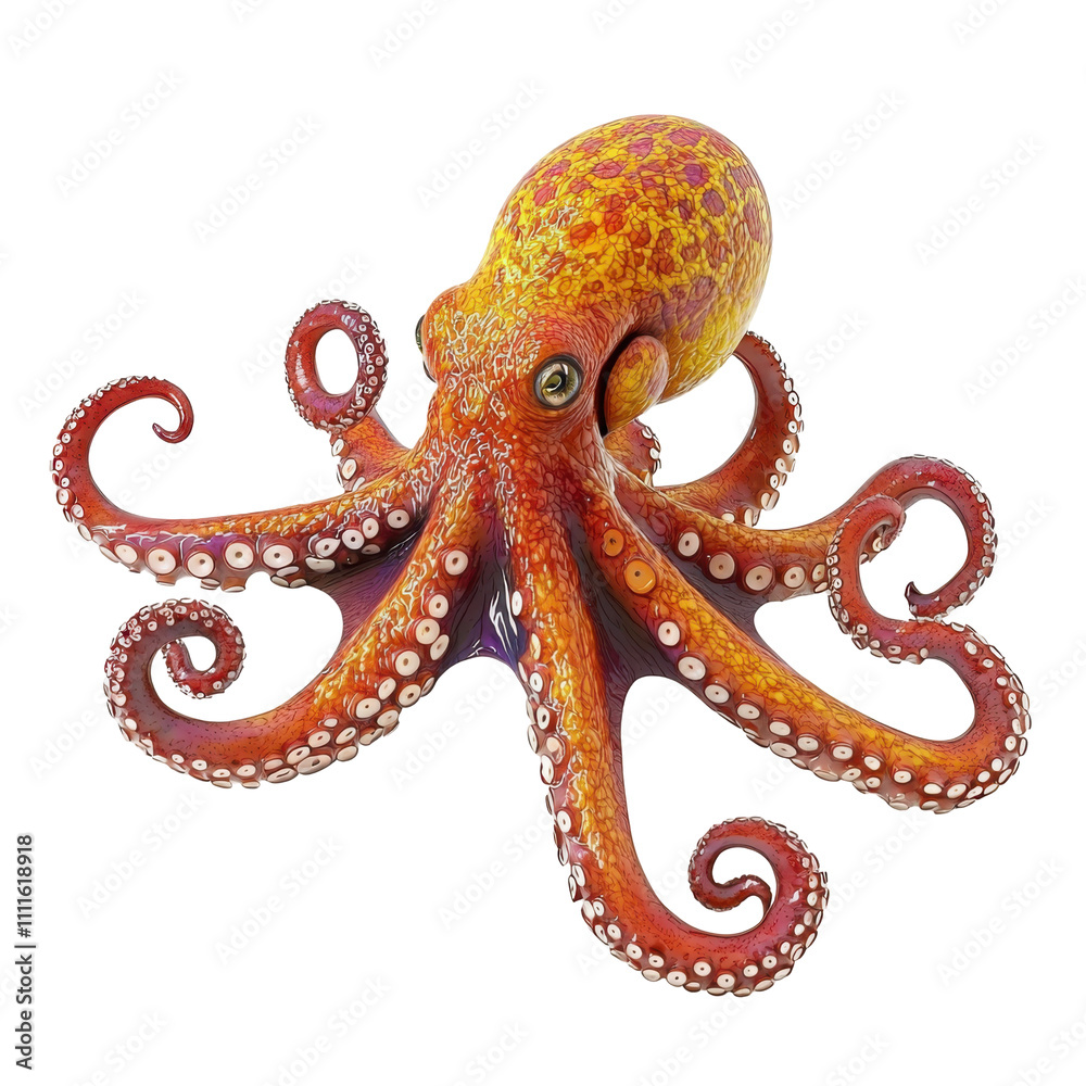 Fototapeta premium Octopus Tentacles Curled Isolated on PNG Transparent Background