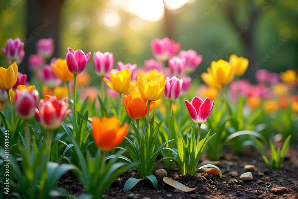 A vibrant field of colorful wildflowers bathed in warm sunlight, symbolizing the beauty and renewal of spring. A vibrant field of colorful wildflowers bathed in warm sunlight, symbolizing the beauty and renewal of spring.