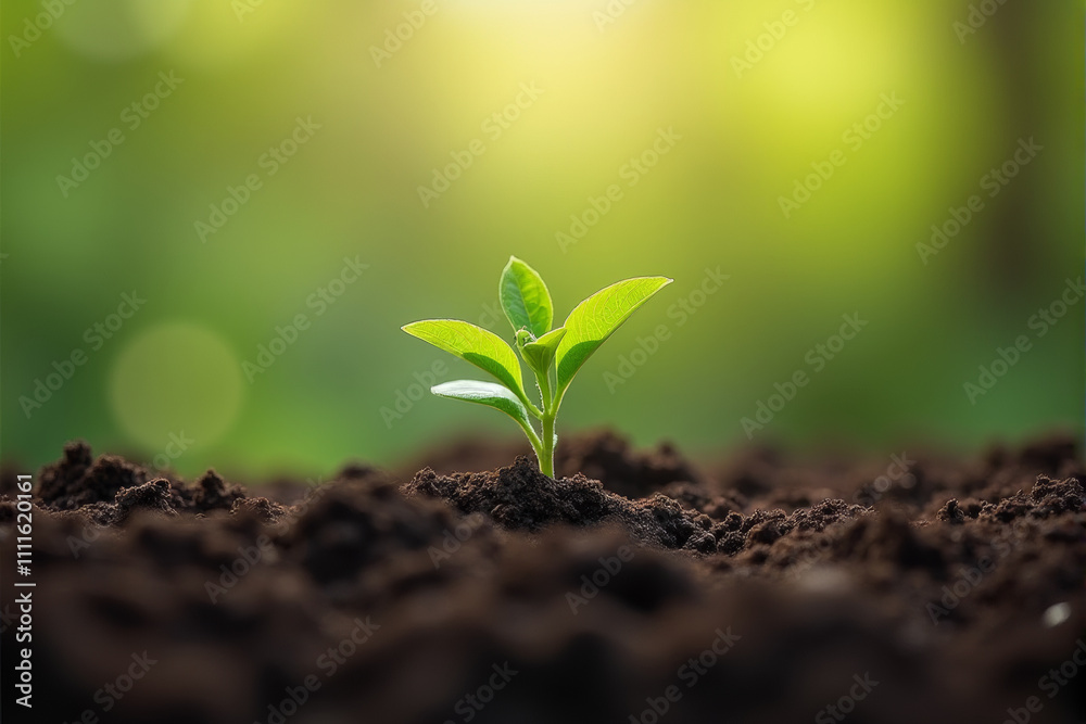 A single seedling emerges from rich soil, bathed in the warm glow of the morning sun. It symbolizes growth, new beginnings, and the potential for life. A single seedling emerges from rich soil, bathed in the warm glow of the morning sun. It symbolizes growth, new beginnings, and the potential for life.