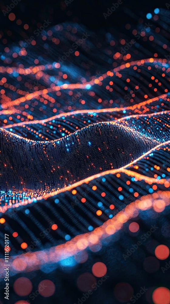 Abstract Digital Waveform with Orange and Blue Lights Abstract Digital Waveform with Orange and Blue Lights