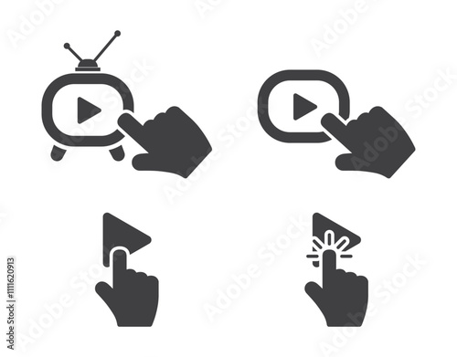 Mouse hand cursor click play video button