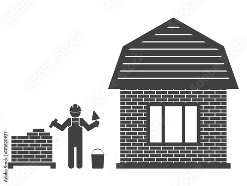 worker builder build brick house