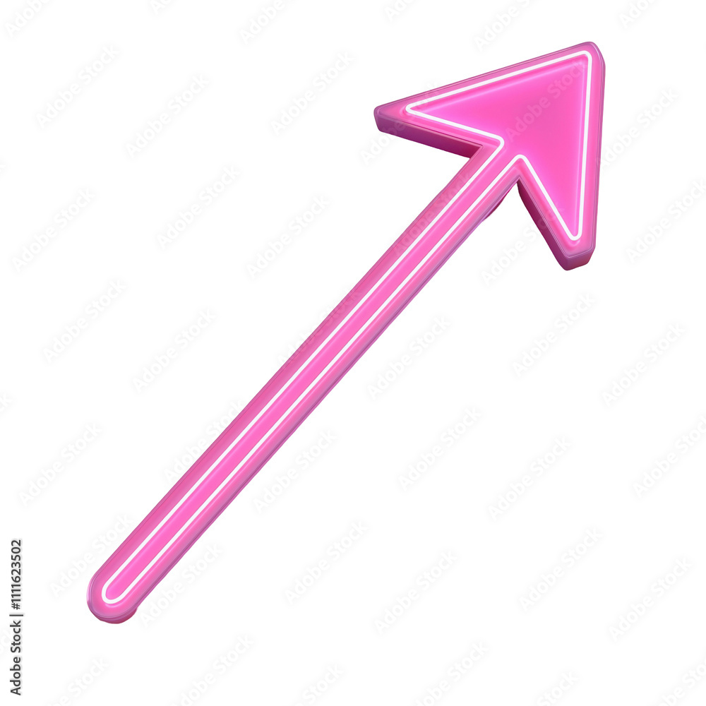 Pink Neon Arrow Points Upward Isolated on PNG Transparent Background Pink Neon Arrow Points Upward Isolated on PNG Transparent Background