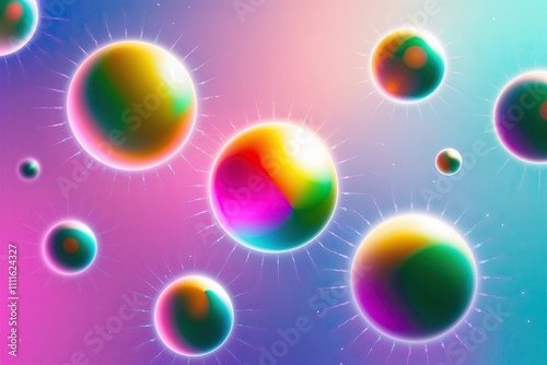 Playful Gradient Hologram of Radiant Orbs in a Fresh Digital Canvas