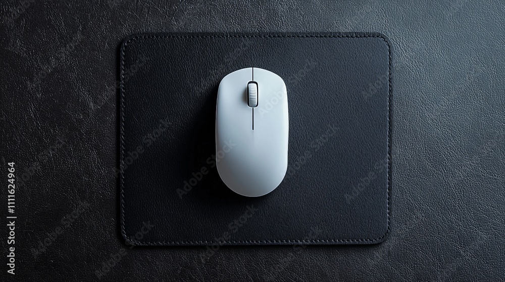 Simple Wireless Mouse on Black Surface Simple Wireless Mouse on Black Surface