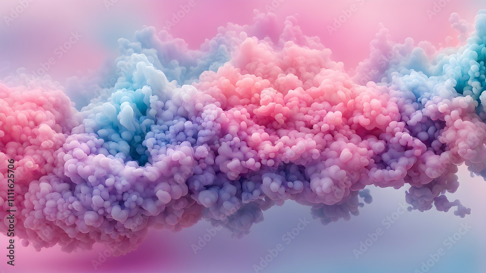 Fototapeta premium A colorful cloud-like formation in pastel shades of pink, blue, and purple.