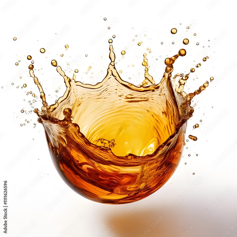Water splash refracting gold color isolated on white background Water splash refracting gold color isolated on white background