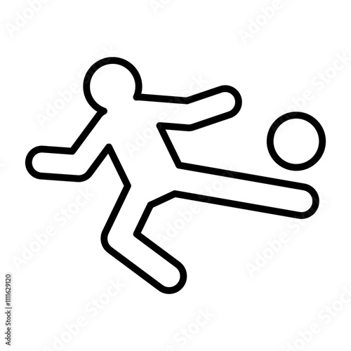 Playing football icon in line style