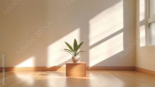 A minimalist living room featuring simple home decor, with neutral colors, a few statement pieces, and natural light flooding in through the window.