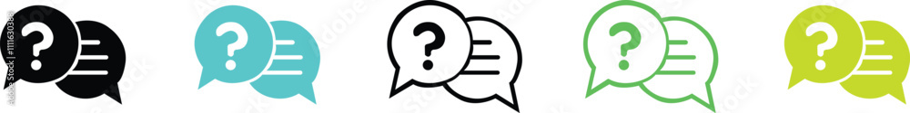 Comment question line icon set.question and answer pictogram. inquire bubble. ask or request sign.Question mark in a speech bubble icon set, vector illustration on white background. Comment question line icon set.question and answer pictogram. inquire bubble. ask or request sign.Question mark in a speech bubble icon set, vector illustration on white background.