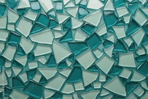 Extensive Collection of Fractured Glass Shards with Gentle Background Texture photo