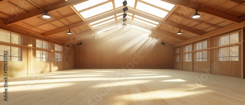 Spacious wooden interior with natural light 