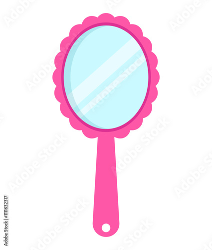 Cute hand mirror pink clipart flat illustration