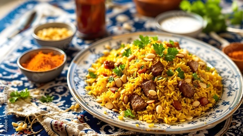 Sary Toy Pilaf Golden Pilaf with Lamb Ribs and Saffron (Kazakhstan Cuisine)