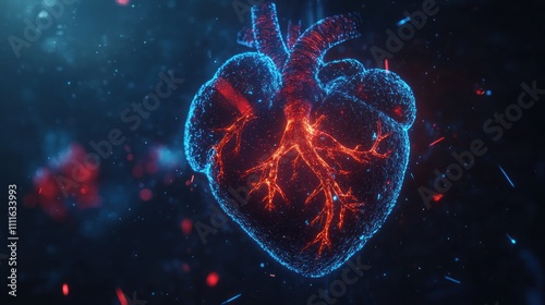 Glowing digital representation of a human heart