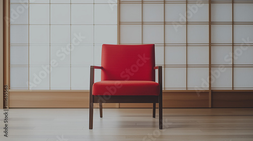 Red Armchair in Minimalist ...