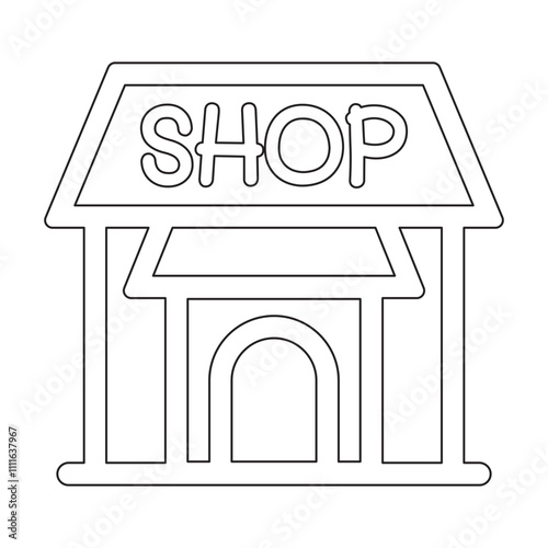 Shop building icon in line style