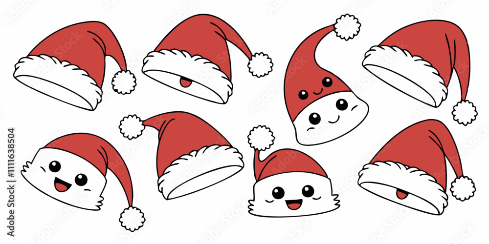 Obraz premium a set of santa claus hats