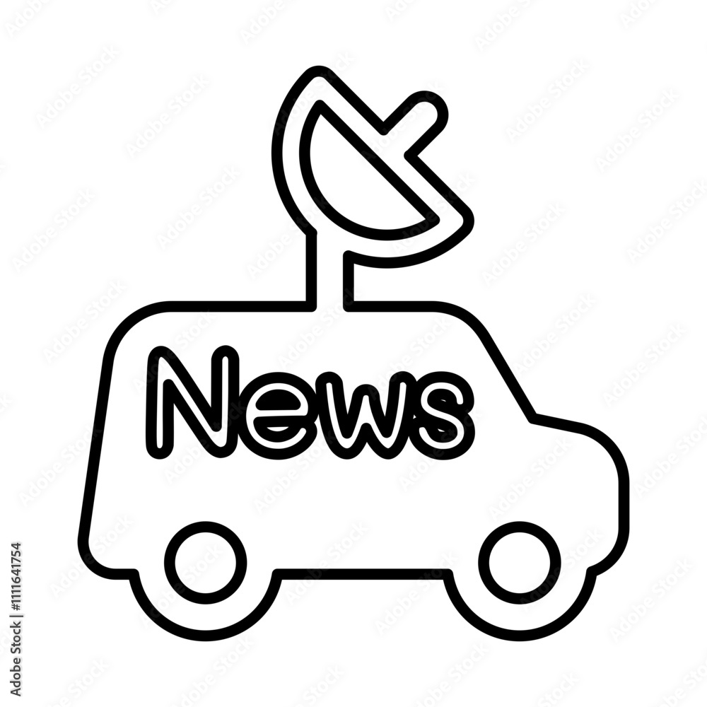 Broadcasting van icon in line style Broadcasting van icon in line style