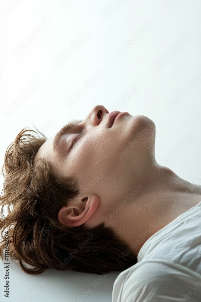 Youthful person sleeping, light hair, pale skin. Youthful person sleeping, light hair, pale skin.
