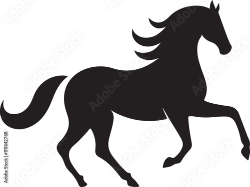 Minimalist horse silhouette ideal for logos and branding.