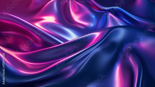 Smooth elegant neon pink and blue iridescent silk fabric flowing and glowing, luxurious textile background