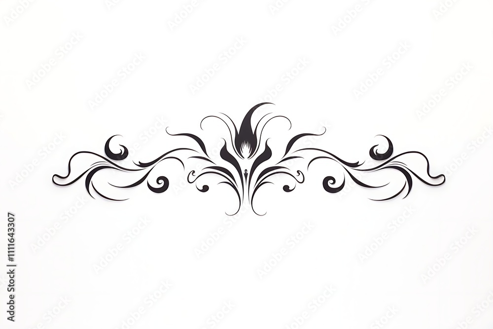 Elegant black floral divider design element on white background. Elegant black floral divider design element on white background.