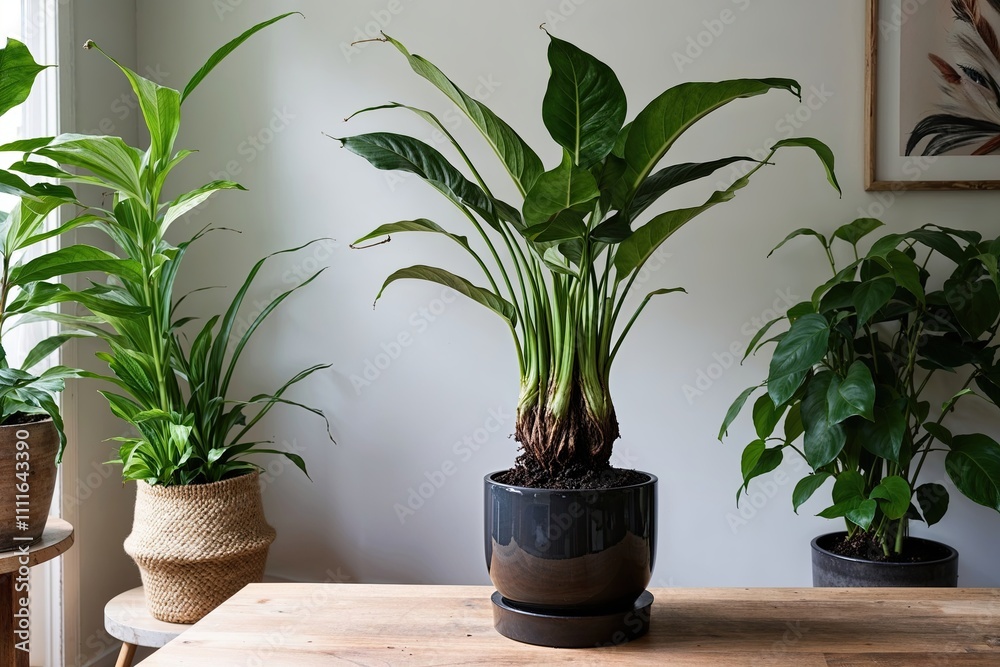 Fototapeta premium Stylish Plant Display for Showcasing Growth and Enhancing Home Botanical Aesthetics