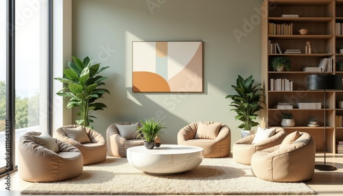 Modern Co-Working Space with Minimalist Design and Indoor Plants