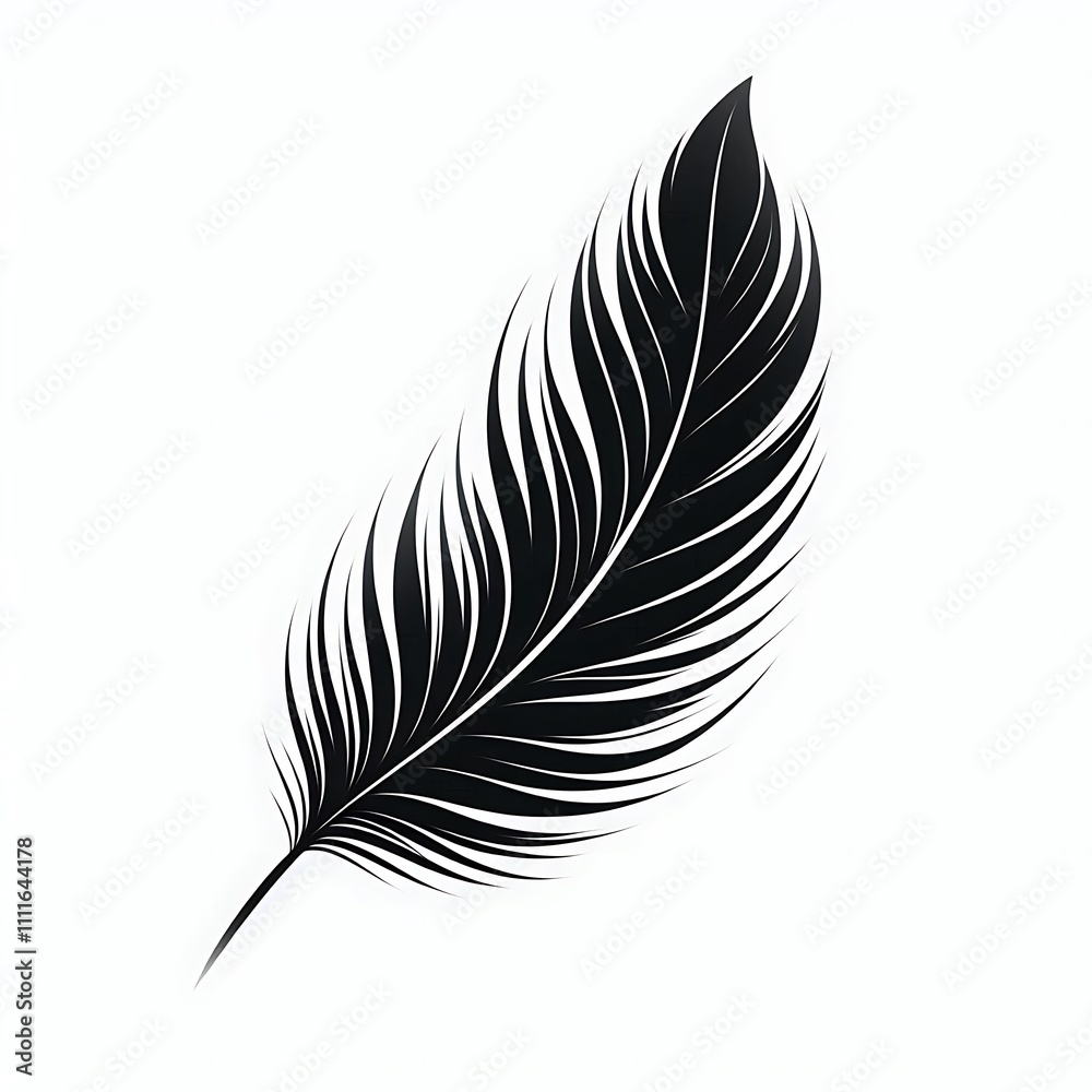 Elegant black feather with intricate details. Elegant black feather with intricate details.