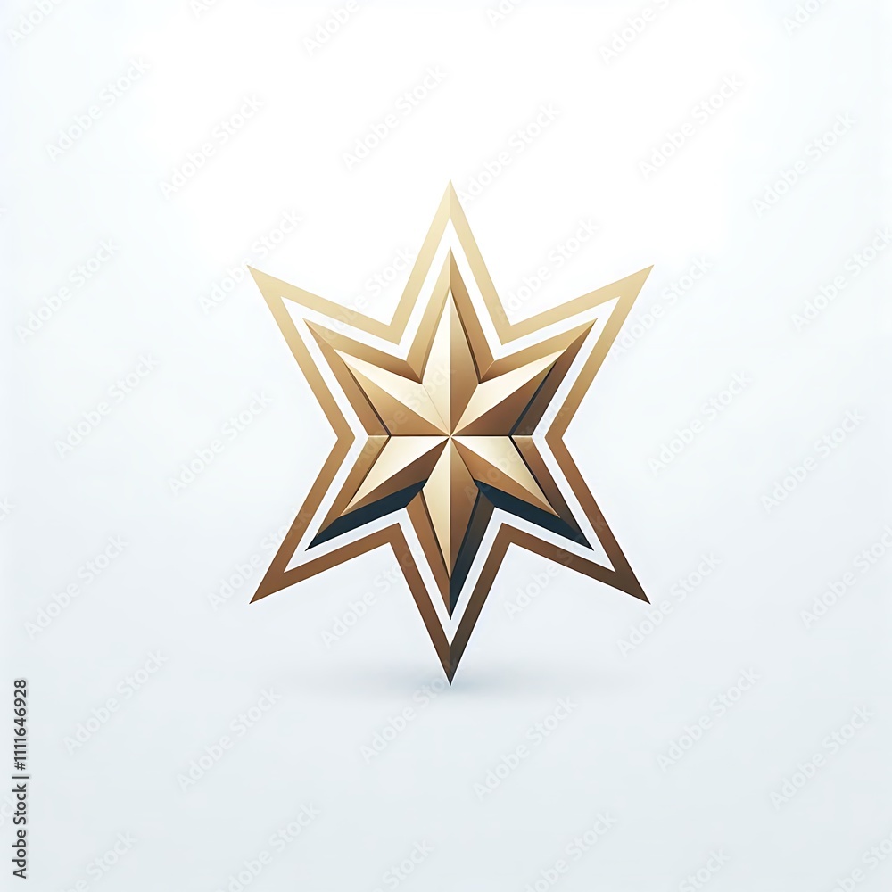 Obraz premium A three-dimensional star emblem in gold tones.