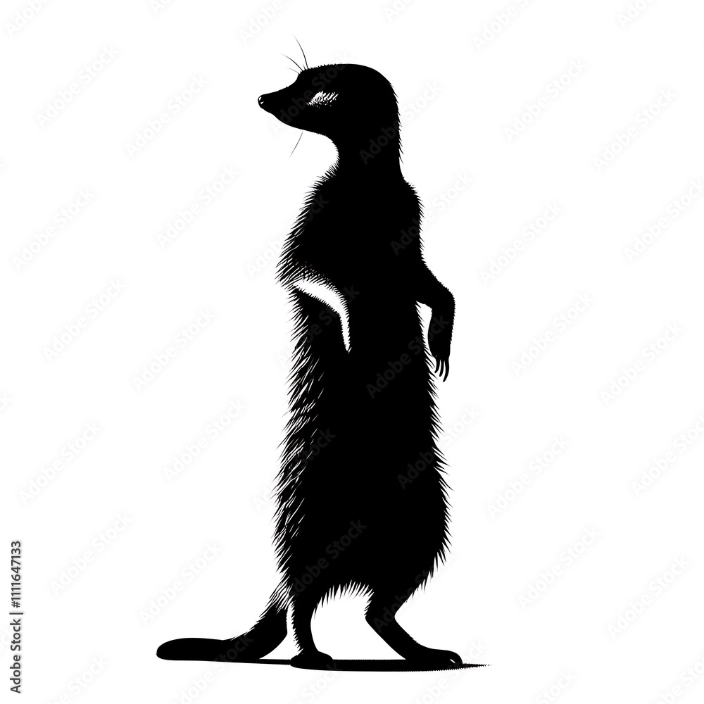 Silhouette of a standing meerkat. Silhouette of a standing meerkat.