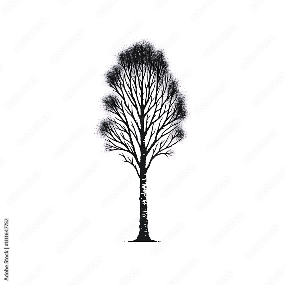 Fototapeta premium A stylized black and white tree illustration.