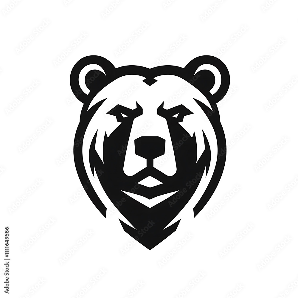 Stylized bear head in black and white design. Stylized bear head in black and white design.