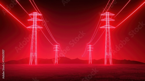 Advanced electrical grid showcasing peak energy distribution with glowing transmission towers and seamless power flow modern infrastructure