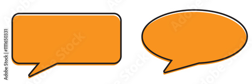 Long speech bubble vector icon. Chat message with copy space. Rectangular dialogue icon PNG