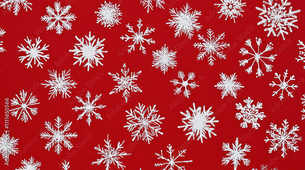 White snowflakes on red background. Christmas festive backdrop. White snowflakes on red background. Christmas festive backdrop.