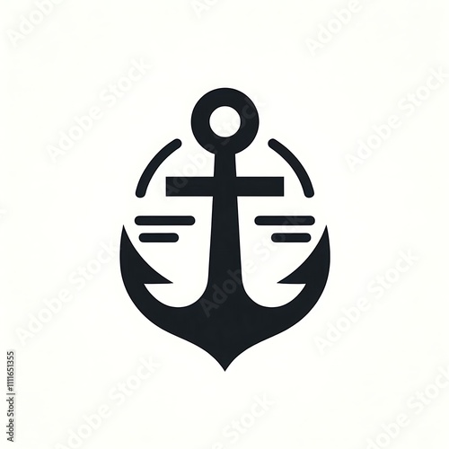 Black anchor symbol with circular elements. photo