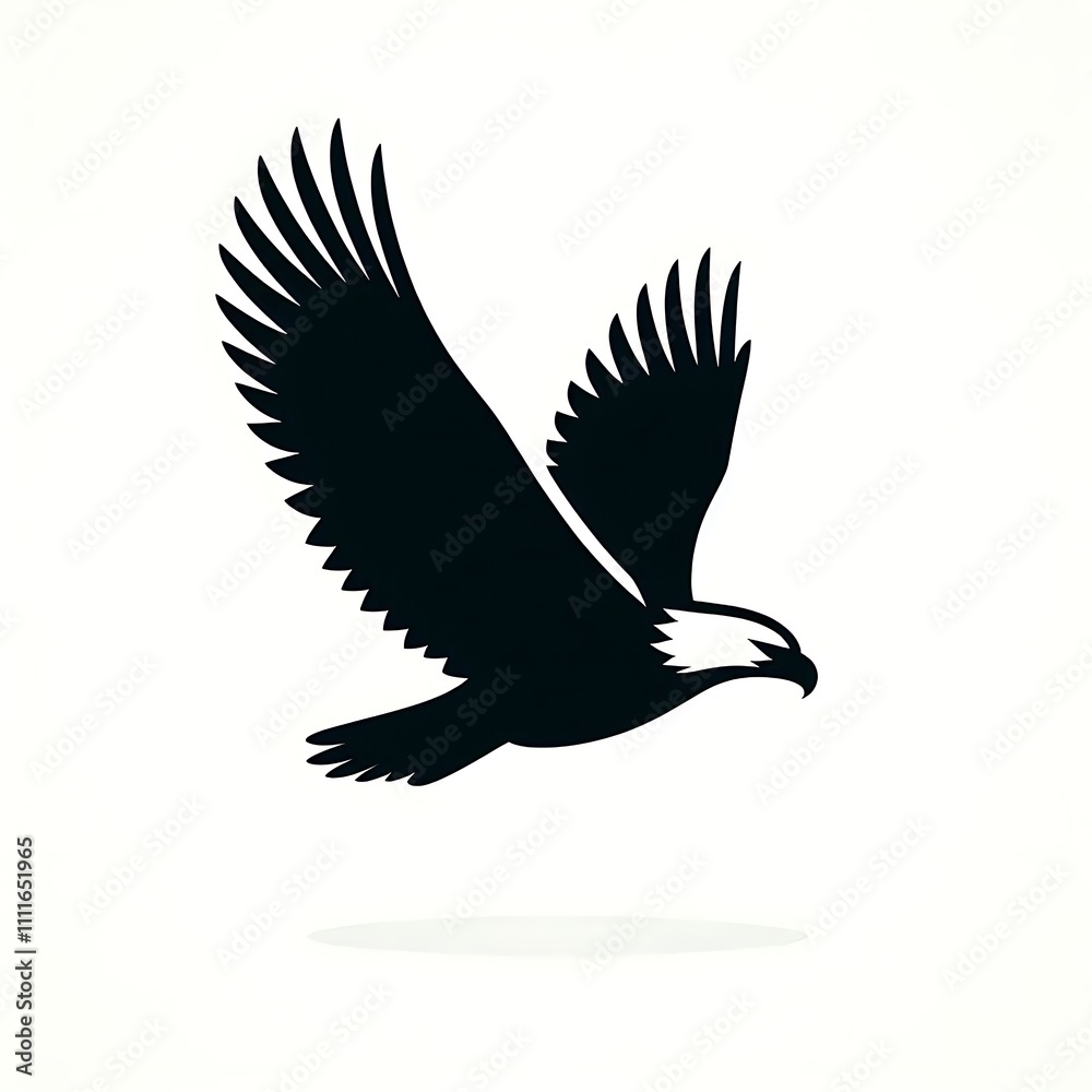 Obraz premium Silhouette of a soaring eagle in flight.