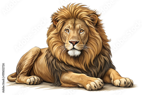 lion lying down sketch illustration photo