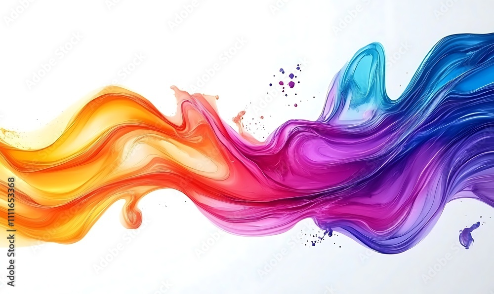 abstract rainbow wave vibrant paint splash dynamic fluid motion white background artistic energy, Generative Ai abstract rainbow wave vibrant paint splash dynamic fluid motion white background artistic energy, Generative Ai