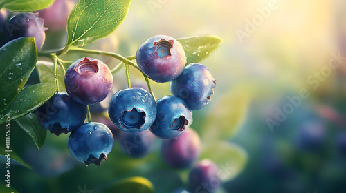 A cluster of blueberries on a blueberry bush