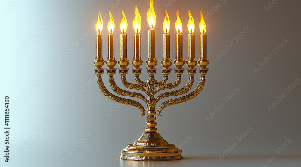Traditional candles for the Hanukkah holiday, created using Generative AI technology. Traditional candles for the Hanukkah holiday, created using Generative AI technology.
