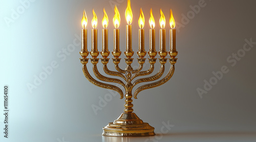 Traditional candles for the Hanukkah holiday, created using Generative AI technology.