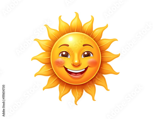 animated clipart of a smiling sun on a stark white background