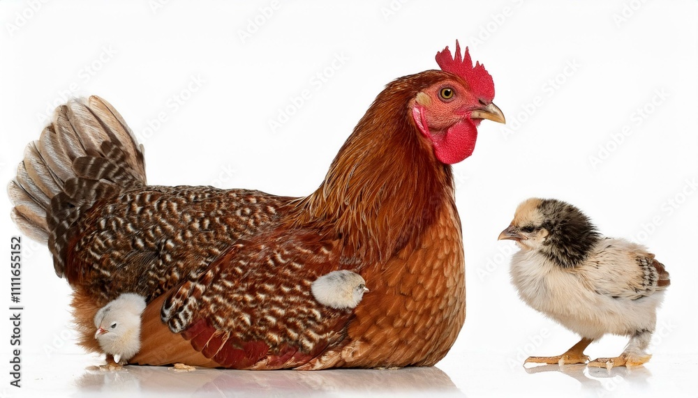 Fototapeta premium Village chicken on isolated white background.