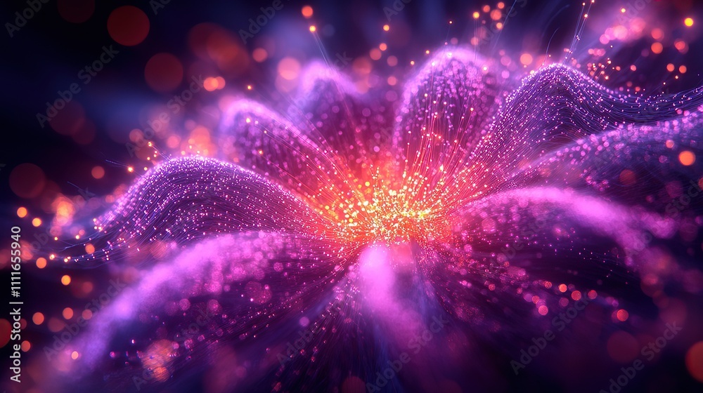 Fototapeta premium A vibrant, abstract representation of a glowing flower-like structure.