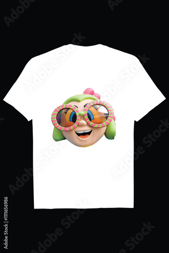 "Playful Character with Oversized Colorful Sunglasses"